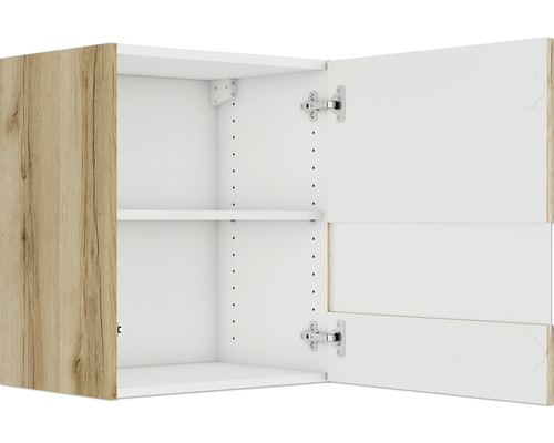 Hängeschrank mit zwei Türen, einer Holztür und einem Einlegeboden