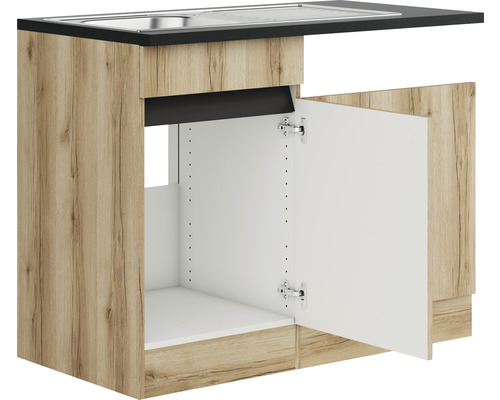 Küchenspüle Unterschrank mit Tür in Holzoptik