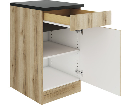 Unterschrank mit Schublade, offener Tür und Einlegeböden