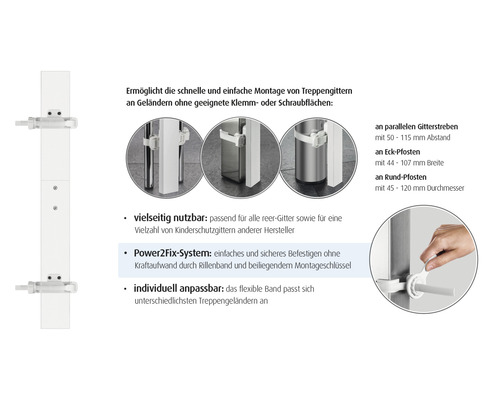 Reer Treppenschutzgitter Montage Set für Geländer ohne Klemmflächen