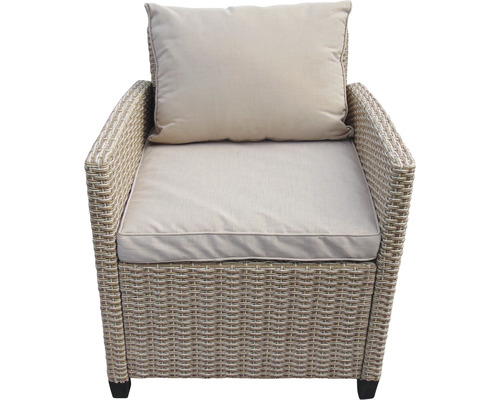 Rattan Sessel mit Sitzkissen und Rückenkissen