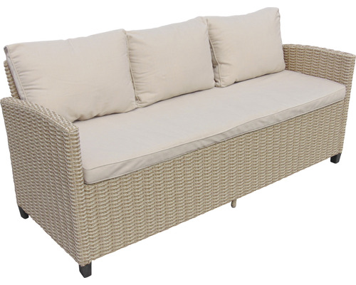 Gartencouch aus Rattan mit Polster und Kissen