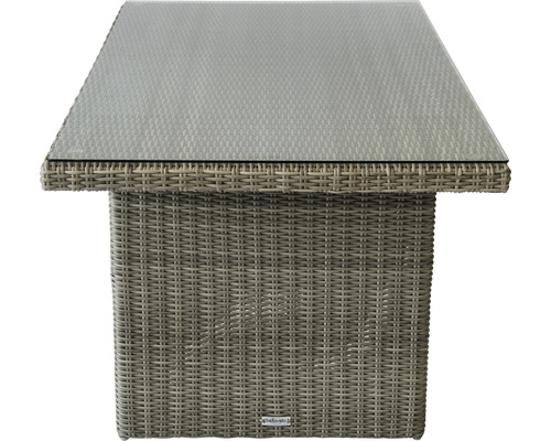 Gartentisch mit Glasplatte und Rattanstruktur