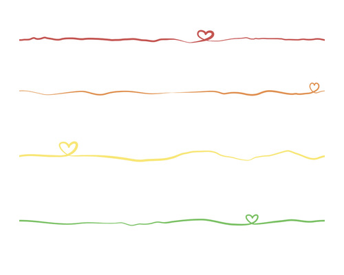 Vliestapete 38140-1 Little Love Herzen wblau grün weiß Illustration mit vier farbigen Linien und Herzsymbolen