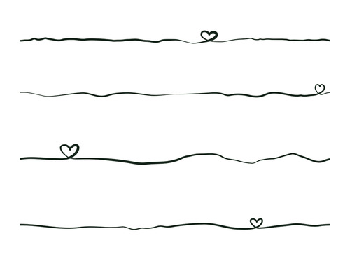 Vliestapete 38140-3 Little Love Herzen schwarz weiß Dekorative Linien mit Herzmotiven
