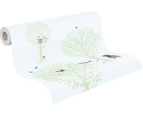 Tapetenrolle mit Baum und Tiermotiven