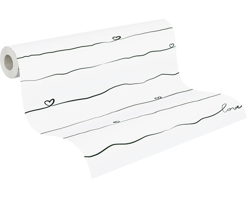 Tapetenrolle mit Herzmotiv und Schriftzug
