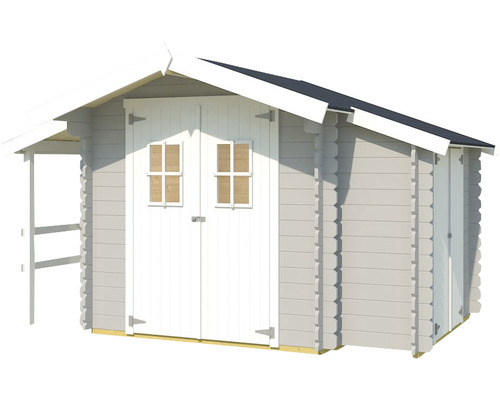 Gartenhaus mit Doppeltür und Vordach aus Holz