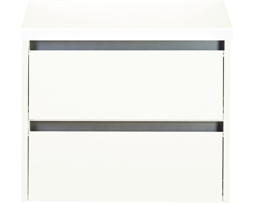 Waschbeckenunterschrank Sanox Dante 53x60x45,7 cm mit Waschtischplatte weiß hochglanz