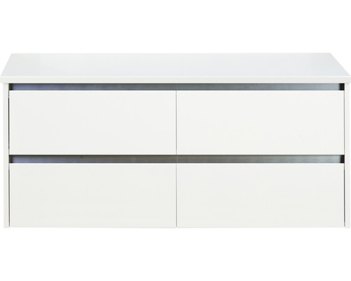 Waschbeckenunterschrank Sanox Dante 53x120x45,7 cm mit Waschtischplatte weiß hochglanz