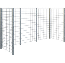 Metallzaun mit quadratischem Gitter und Pfosten