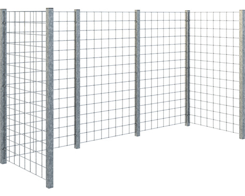 Metallzaun mit quadratischem Gitter und Pfosten