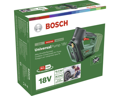 Verpackung der Bosch UniversalPump 18V Akku-Luftpumpe