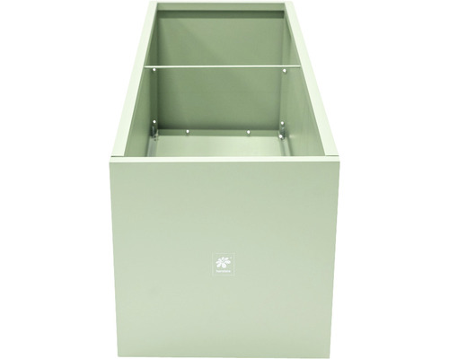 Rechteckiger Pflanzkasten aus Metall mit Gardol Logo