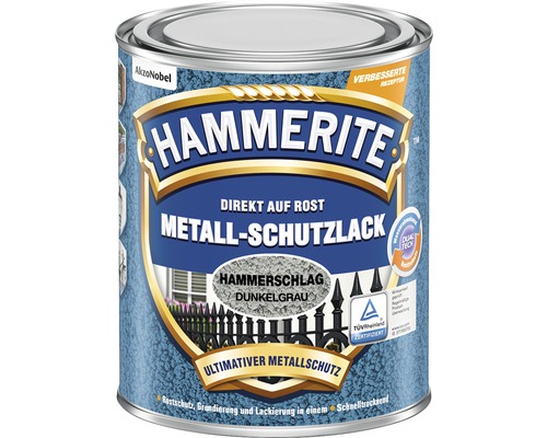 HAMMERITE Metall-Schutzlack Hammerschlag Dunkelgrau 250 ml Hammerite Metall Schutzlack Dose, direkt auf Rost, Hammerschlag dunkelgrau