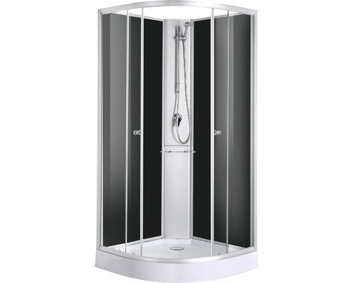 Fertigdusche Sanotechnik Rio PS03B 90x90x204 cm schwarz Komplette Duschkabine mit schwarzem Glas und Duscharmatur