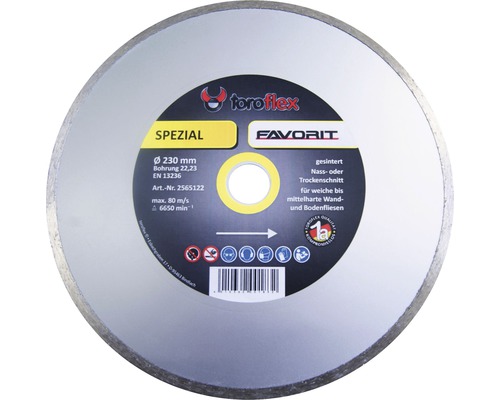 Toroflex Spezial Trennscheibe mit 230 Millimeter Durchmesser für weiche bis mittelharte Wand- und Bodenfliesen