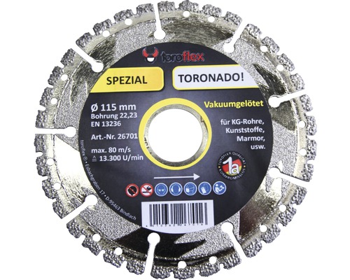 Trennscheibe mit 115 Millimeter Durchmesser für Kunststoffe, Marmor und KG-Rohre