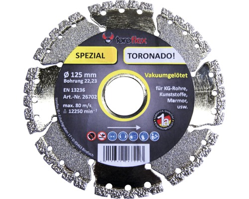 Toroflex Trennscheibe mit 125 Millimeter Durchmesser für KG-Rohre, Kunststoffe und Marmor