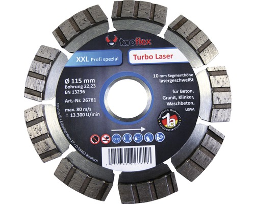 Toroflex Turbo Laser Trennscheibe mit 115 mm Durchmesser für Beton, Granit und Klinker