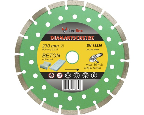 Toroflex Diamantscheibe, 230 mm Durchmesser, Bohrung 22,23 mm, für Beton