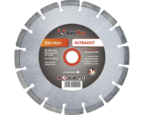 Toroflex Diamanttrennscheibe mit 230 Millimeter Durchmesser für Bauarbeiten
