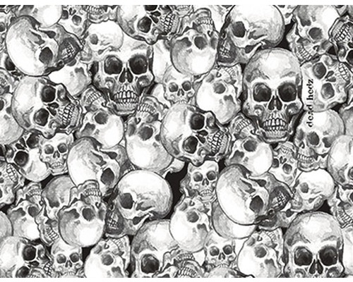 Wassertransferdruck Folie Camouflage CA-R-018 schwarz 100 x 100 cm Illustration von vielen Schädeln