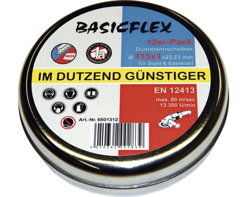 Basicflex Trennscheiben im Zwölferpack, geeignet für Stahl und Edelstahl