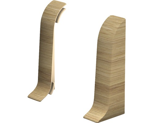 Prinz Endstücke für Kabelkanal-Sockelleiste Eiche rustikal 60 mm Zwei Sockelleisten aus Holz