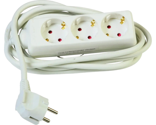 Steckdosenleiste 3-fach, 3G1,5, weiß, 3 m Steckdosenleiste 3-fach, 3G1,5, weiß, 3 m