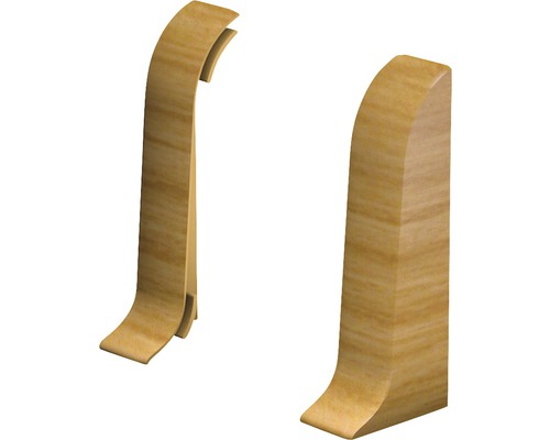 Endstücke links und rechts für Kabelkanal-Sockelleiste, PVC eiche hell 60x22 mm Zwei hölzerne Befestigungsstücke für Gardinenstangen