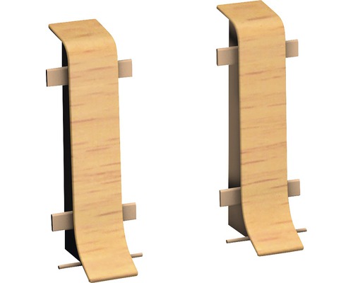 Prinz Verbinder für Klemm-Sockelleiste mit Kabelkanal Buche 50 mm Zwei Holz-Anschlagleisten zur Wandbefestigung
