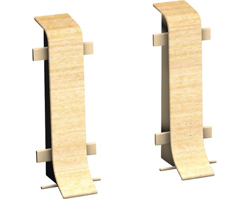 Prinz Verbinder für Klemm-Sockelleiste mit Kabelkanal Ahorn 50 mm Holzgleiter für den Möbelbau, zwei Stück