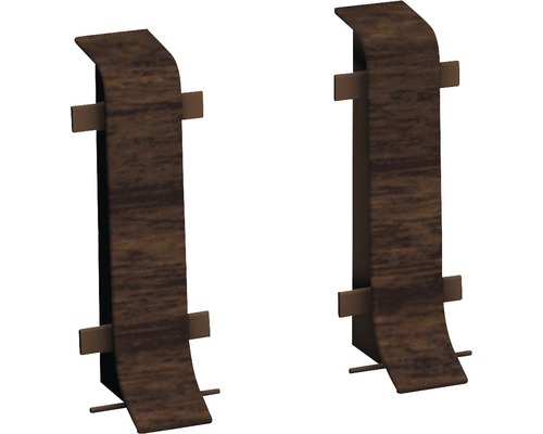 Prinz Verbinder für Klemm-Sockelleiste mit Kabelkanal Nussbaum 50 mm Zwei Holzschuhregale zur Wandmontage