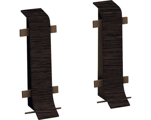 Prinz Verbinder für Klemm-Sockelleiste mit Kabelkanal Wenge 50 mm Zwei Holzfußleisten mit Befestigungsclips