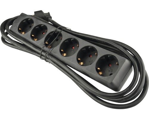 Mehrfachsteckdose mit sechs Steckplätzen und Kabel
