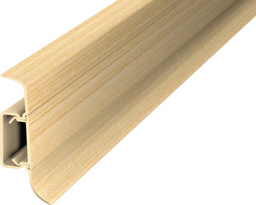 Prinz Klemmsockelleiste mit Kabelführung Kunststoff ahorn 50 x 2500 mm Sockelleiste aus Kunststoff mit Holzdekor