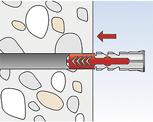 Illustration einer Dübelbefestigung in einer Wand
