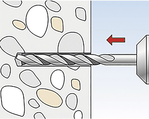 Illustration eines Bohrers, der in eine Betonwand eindringt