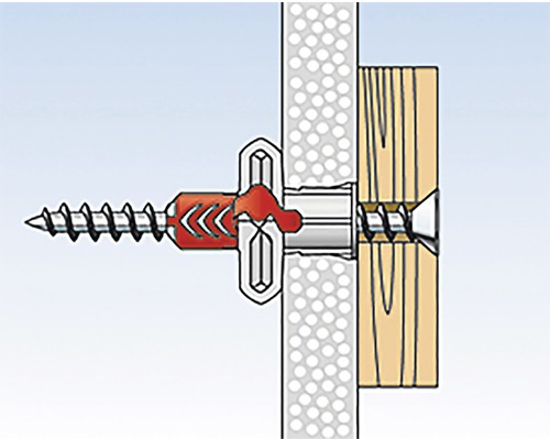 Illustration einer Dübelbefestigung in einer Wand mit Schraube