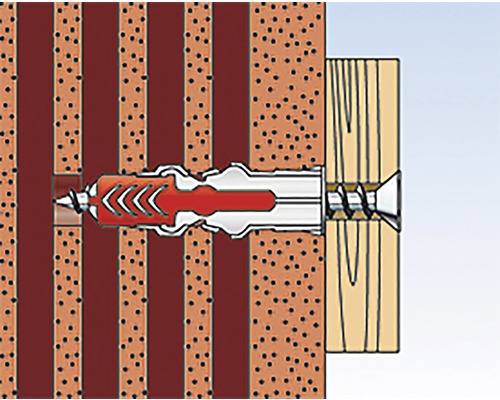 Illustration einer Dübelbefestigung in einer Wand
