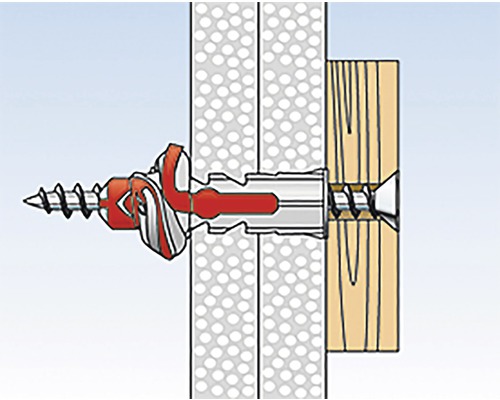 Illustration einer Gipskartondübelbefestigung an einer Wand