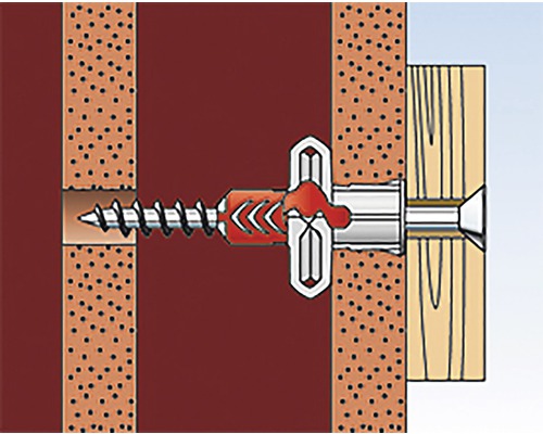 Illustration einer Hohlraumdübelbefestigung in einer Wand