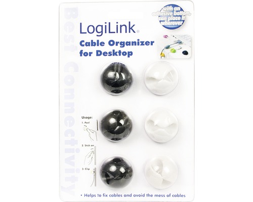 LogiLink Kabel Organizer für den Schreibtisch, sechs Stück