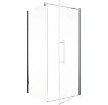 Drehtür mit Seitenwand Schulte ExpressPlus Alexa Style 2.0 900x900x1920 mm Echtglas Klar hell alunatur mit schmutzabweisender Glasbeschichtung