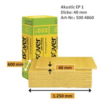 Isover Akustic EP 1 Dämmplatte, 40 mm dick, mit Verpackung