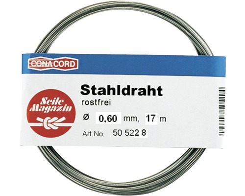 Stahldraht 0,60 mm (rostfrei), 17 m