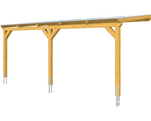 Carport aus Holz mit Pfosten und Dach
