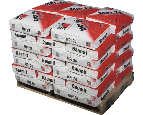 Palette mit mehreren Säcken Baumit MPI 26 Mauermörtel