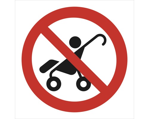Warnschild Walteco "Kinderwagenverbot" zum Aufkleben 90x90 mm
